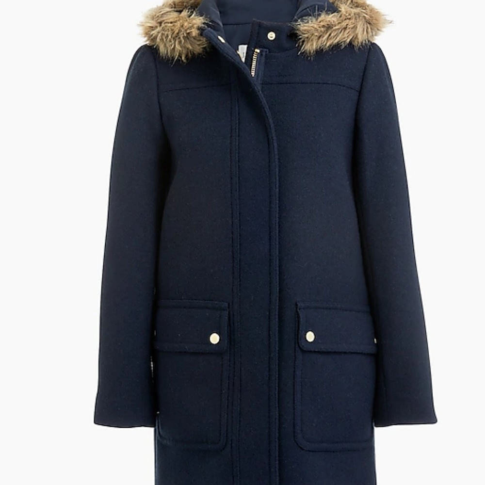 J. Crew Factory Vail Parka, Navy, Size 4